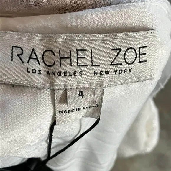 Rachel Zoe Dress Womens 4 White Sequin Maxi Gown Open Back Embellished Outline‎